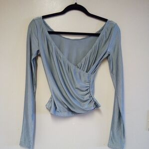 Women's Silver Wrap/Body Suit-Like Top Size S
